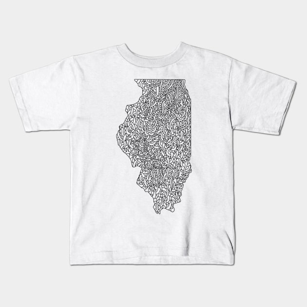 Illinois Map Design Kids T-Shirt by Naoswestvillage